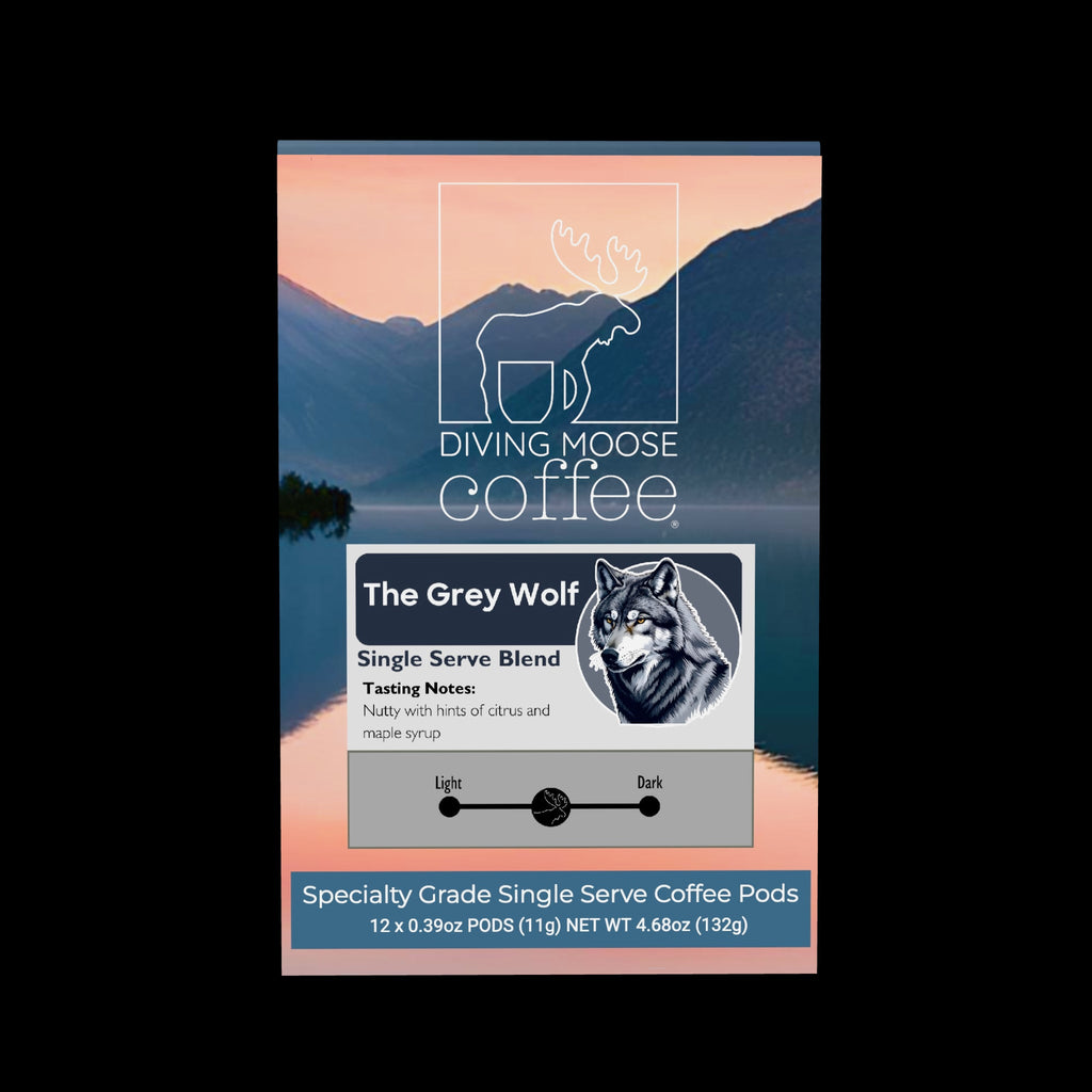 The Grey Wolf – 12 Single Serve Coffee Pods Medium Roast Blend