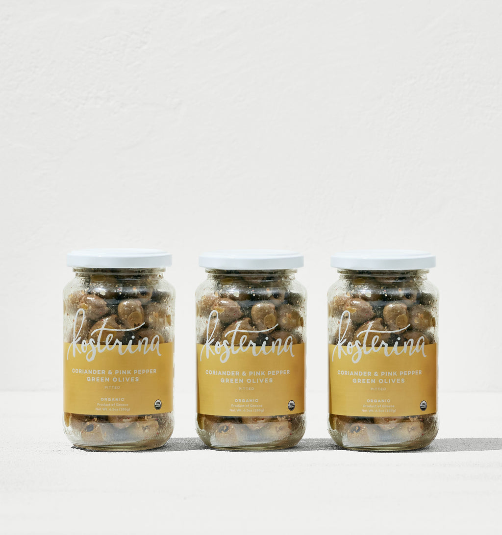 Coriander and Pink Pepper Green Olives