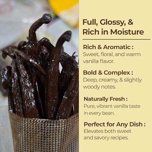 25 Whole Premium Bulk Ugandan Vanilla Beans Grade A  –  The Gold Standard of Flavor