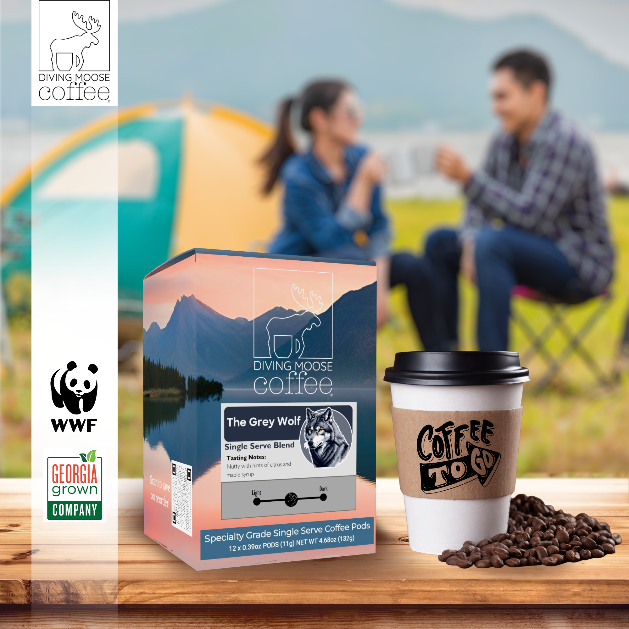 The Grey Wolf – 12 Single Serve Coffee Pods Medium Roast Blend