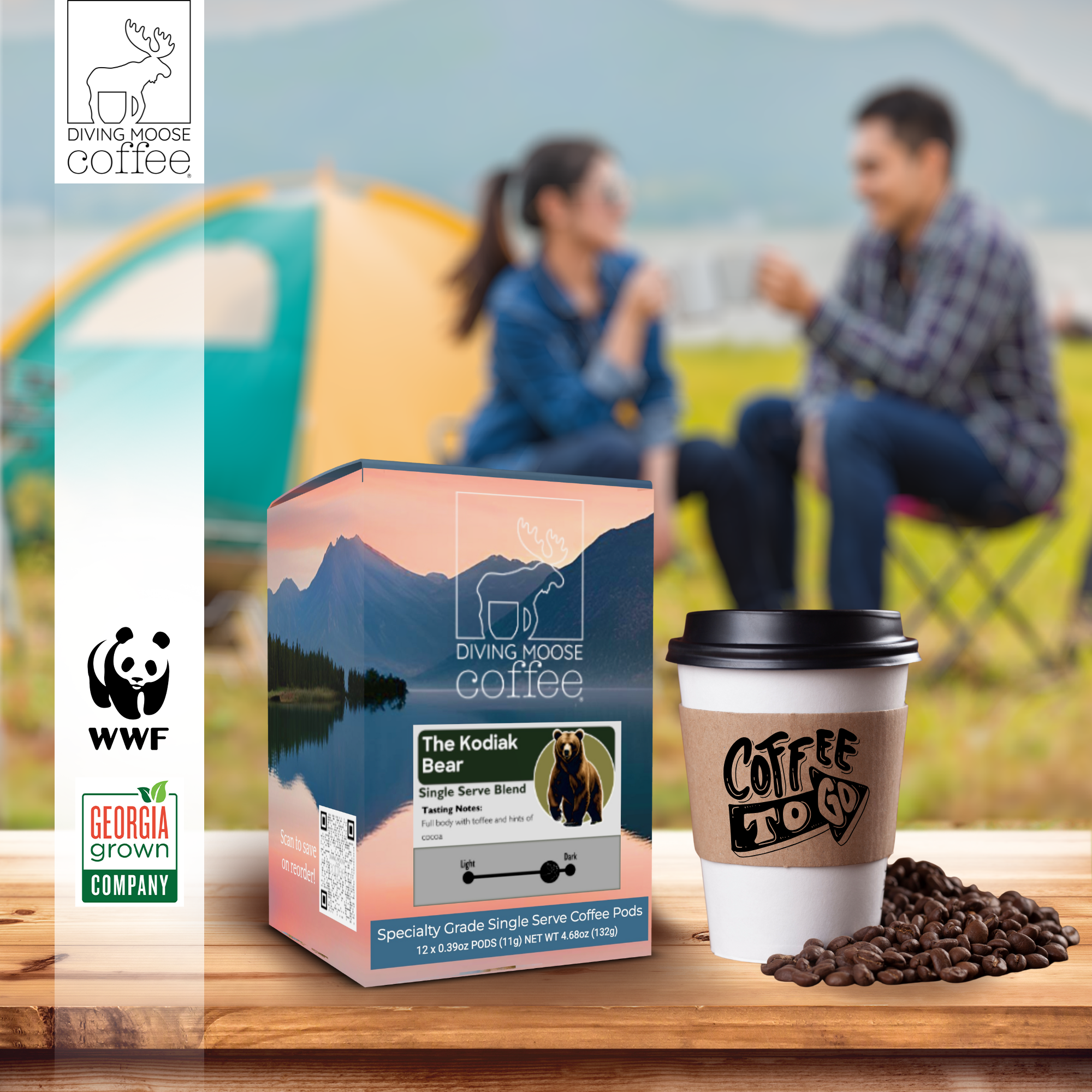 The Kodiak Bear - 12 Single Serve Coffee Pods Dark Roast Blend