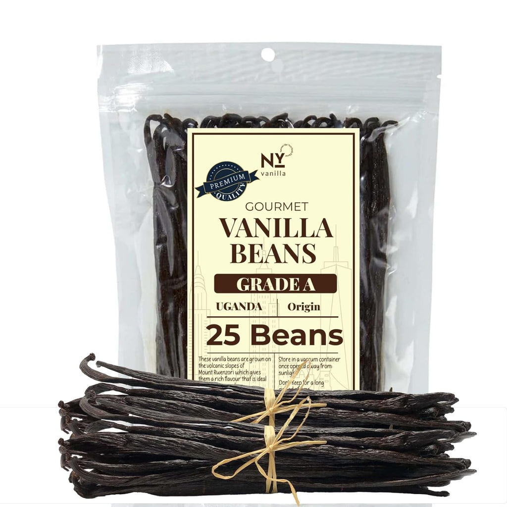 25 Whole Premium Bulk Ugandan Vanilla Beans Grade A  –  The Gold Standard of Flavor