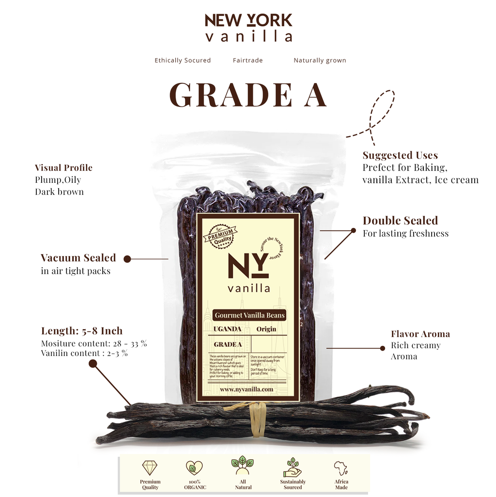 Grad Beans 25 Whole Premium Bulk Ugandan Vanilla Beans Grade A – The Gold Standar ...